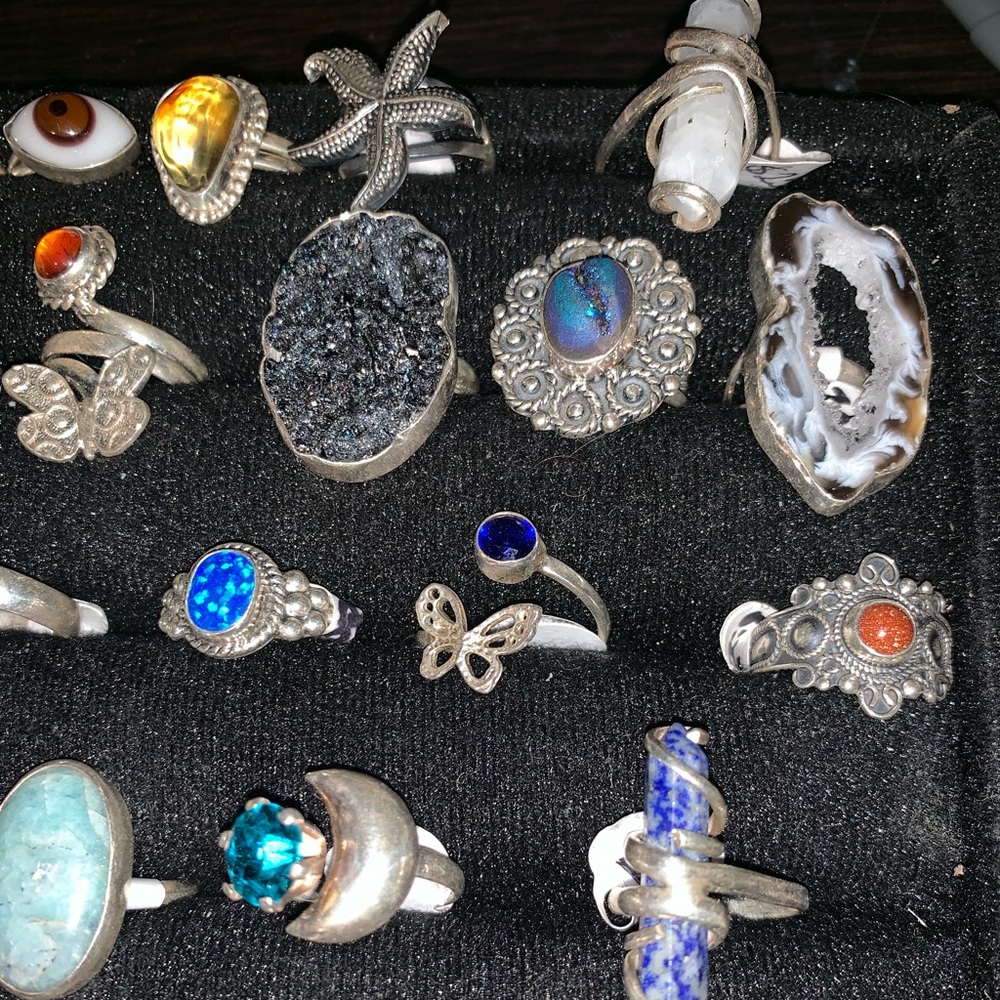 925 sterling silver rings natural gemstones